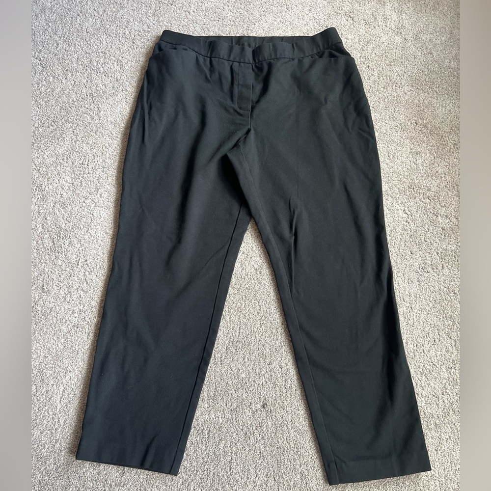 J. Jill Ponte Slim Leg Size L Solid Black Knit Pull On Dress Pants Stretch